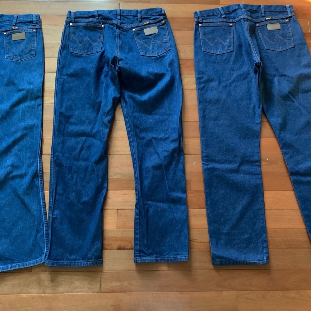 3 Wrangler Jeans Mens 38x34 13MWZPWD 936PWD ( 2 Original 1 Slim Fit) Cowboy Cut - Picture 9 of 16